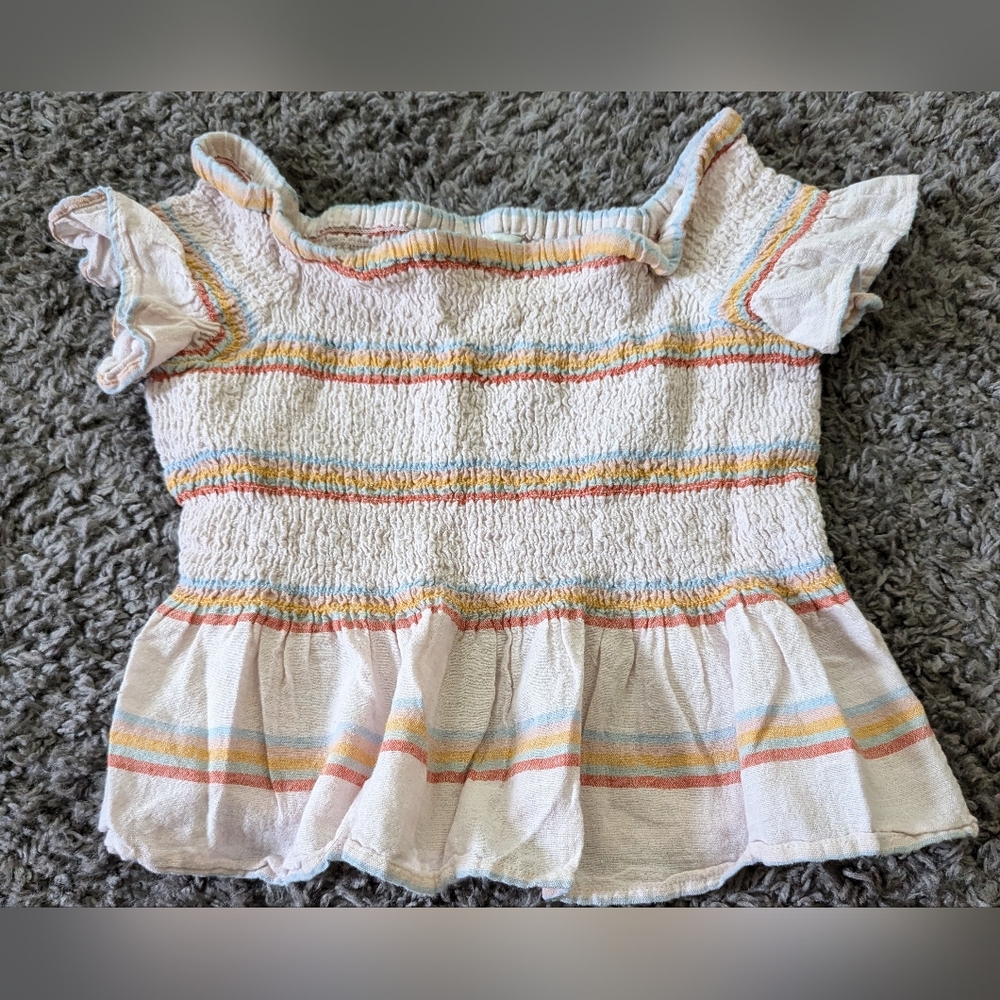 American Eagle Smocked Off The Shoulder Cropped Top (S)